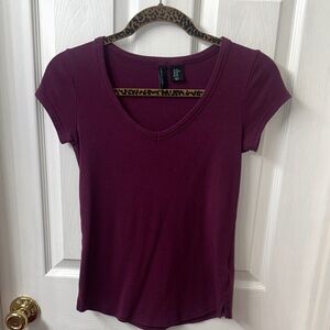 Cynthia Rowley Deep Purple Short Sleeve Tee